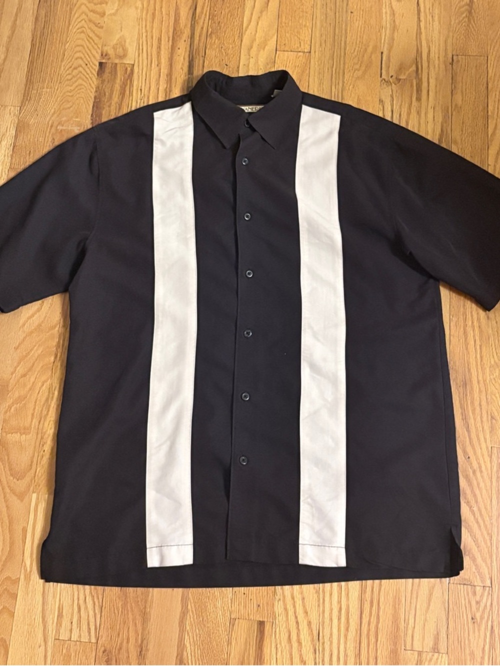 Havanera Short-Sleeve Retro Button-Up Shirt with Atomic Panel Stripes